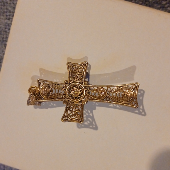 RARE VINTAGE DGS TURKEY 925 SILVER CROSS PENDANT ~ EXQUISITE!! - Picture 3 of 4